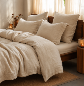 Linen-Blend Duvet Cover in Oatmeal