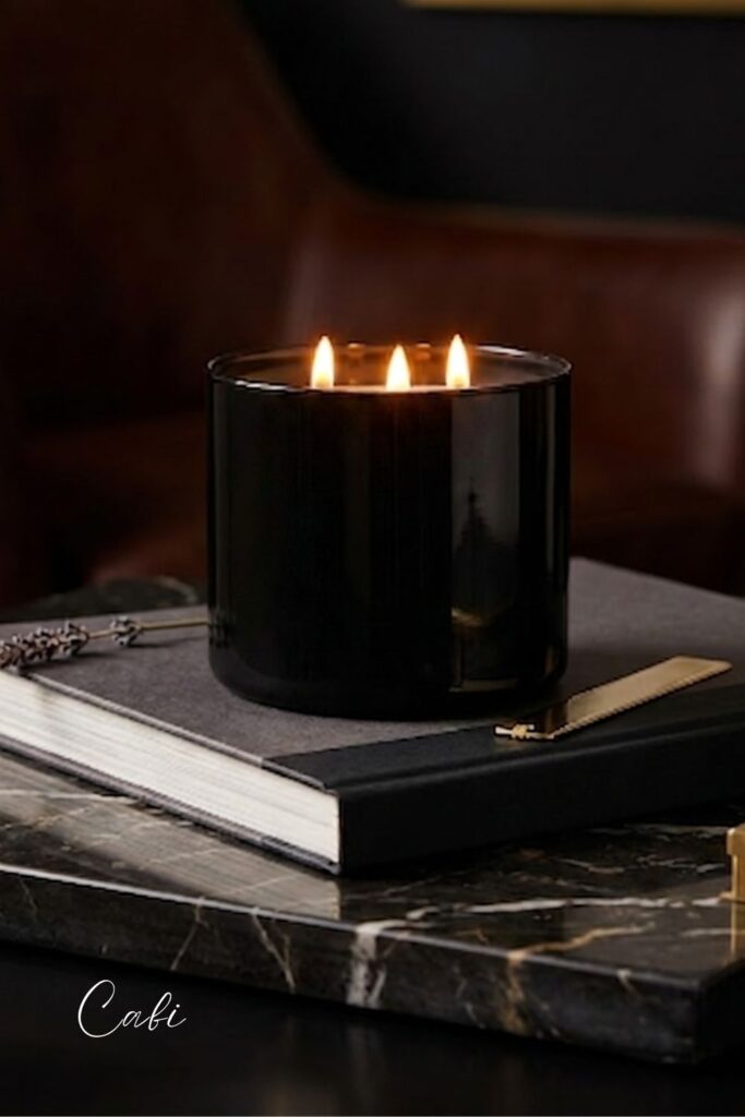 luxury mahogany scented candle cozy aesthetic home decor warm ambiance